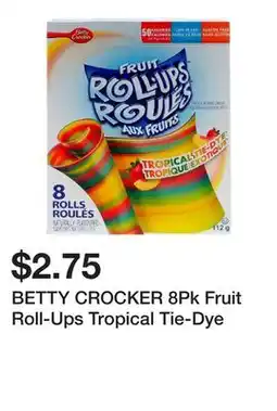 Dollarama BETTY CROCKER 8Pk Fruit Roll-Ups Tropical Tie-Dye offer