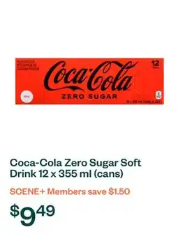 Voilà Coca-Cola Zero Sugar Soft Drink 12 x 355 ml (cans) offer