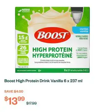 Voilà Boost High Protein Drink Vanilla 6 x 237 ml offer