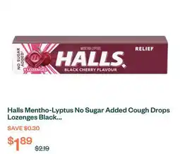 Voilà Halls Mentho-Lyptus No Sugar Added Cough Drops Lozenges Black Cherry 9 Count offer