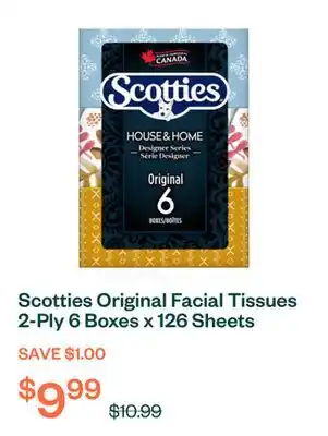 Voilà Scotties Original Facial Tissues 2-Ply 6 Boxes x 126 Sheets offer