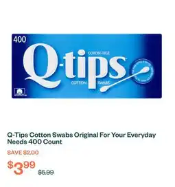 Voilà Q-Tips Cotton Swabs Original For Your Everyday Needs 400 Count offer