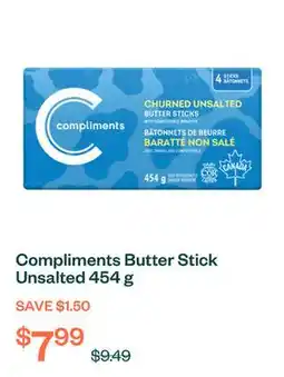 Voilà Compliments Butter Stick Unsalted 454 g offer