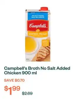 Voilà Campbell's Broth No Salt Added Chicken 900 ml offer