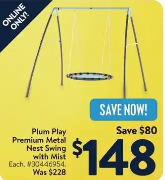 Walmart Plum Play Premium Metal Nest Swing with Mist offer