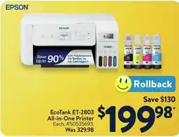 Walmart EPSON EcoTank ET-2803 All-in-One Printer offer