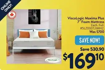 Walmart ViscoLogic Maxima Plus 7" Foam Mattress offer