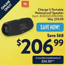 Walmart Charge 5 Portable Waterproof Speaker offer