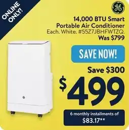 Walmart 14,000 BTU Smart Portable Air Conditioner offer