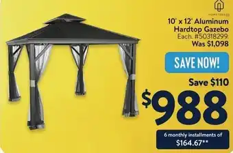 Walmart 10' x 12' Aluminum Hardtop Gazebo offer