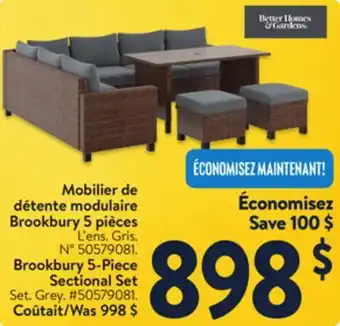 Walmart Better Home & Garden Brookbury 5-Piece Sectional Set offer