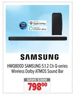 2001 Audio Video HWQ800D SAMSUNG 5.1. 2 Ch Q-series Wireless Dolby ATMOS Sound Bar offer