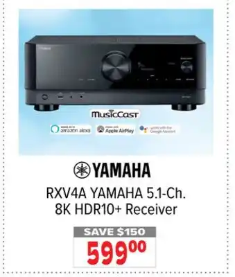 2001 Audio Video RXV4A YAMAHA 5.1-Ch. 8K HDR10 + Receiver offer