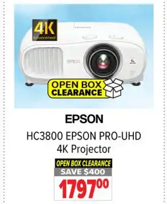 2001 Audio Video HC3800 EPSON PRO-UHD 4K Projector offer