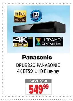 2001 Audio Video DPUB820 PANASONIC 4K DTS:X UHD Blue-ray offer