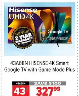 2001 Audio Video 43A68N 43 4K Smart Google TV with Game Mode Plus offer