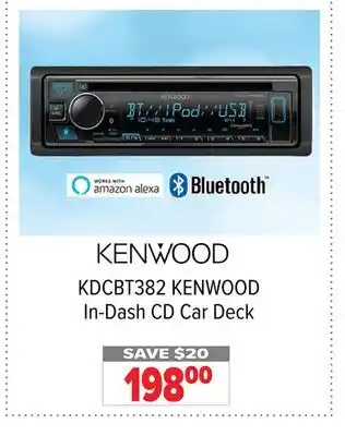 2001 Audio Video KDCBT382 KENWOOD In-Dash CD Car Deck offer