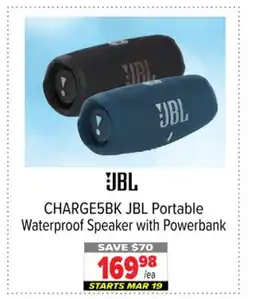 2001 Audio Video CHARGE5BK JBL Portable Waterproof Speaker with Powerbank offer