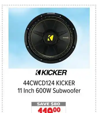 2001 Audio Video 44CWCD124 KICKER 11 Inch 600W Subwoofer offer