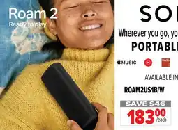 2001 Audio Video ROAM2US1B/W Sonos PORTABLE SPEAKERS offer