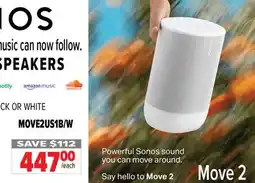 2001 Audio Video MOVE2US1B/W Sonos Sonos Portable Speakers offer