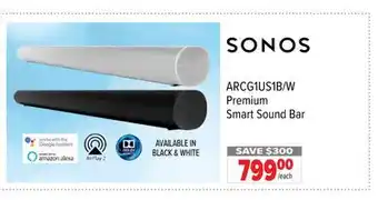 2001 Audio Video ARCG1US1B/W SONOS Premium Smart Sound Bar offer