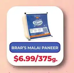 Food World Supermarket BRAR'S MALAI PANEER offer