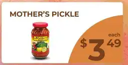 Food World Supermarket MOTHER'S PICKLE offer