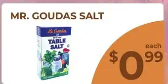 Food World Supermarket MR. GOUDAS SALT offer