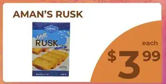 Food World Supermarket AMAN'S RUSK offer