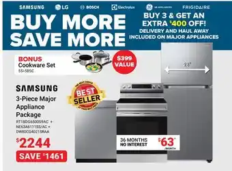 Visions Electronics SAMSUNG 3-Piece Major Appliance Package offer