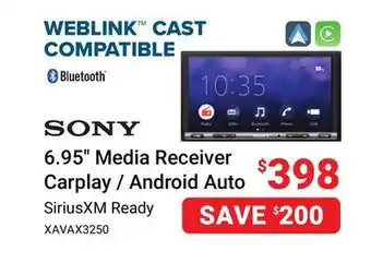 Visions Electronics SONY 6.95 Media Receiver Carplay / Android Auto offer