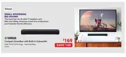 Visions Electronics YAMAHA Compact Soundbar with Built-in Subwoofer offer