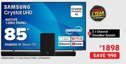 Visions Electronics HOME THEATRE PACKAGE Samsung 85 4k Smart TV WITH SOUNDBAR offer