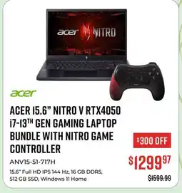 Canex ACER 15.6 NITRO V RTX4050 i7-13TH GEN GAMING LAPTOP BUNDLE WITH NITRO GAME CONTROLLER offer