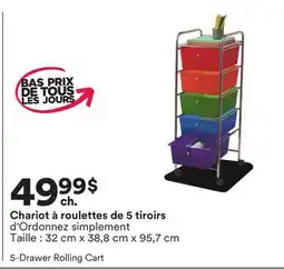 Michaels chariot à roulettes de 5 tiroirs d'Ordonnez simplement offer