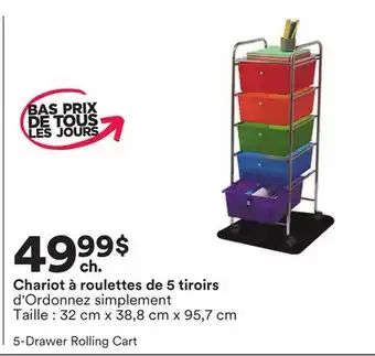 Michaels chariot à roulettes de 5 tiroirs d'Ordonnez simplement offer