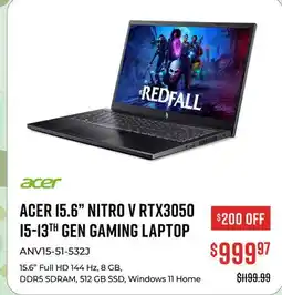 Canex ACER 15.6 NITRO V RTX3050 I5-13TH GEN GAMING LAPTOP offer