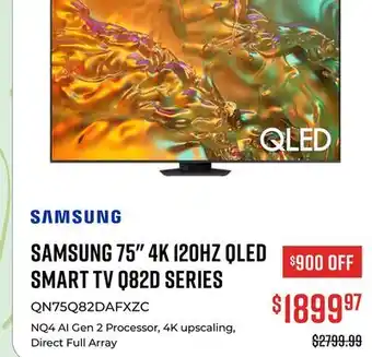 Canex SAMSUNG 75 4K 120HZ QLED SMART TV Q82D SERIES offer