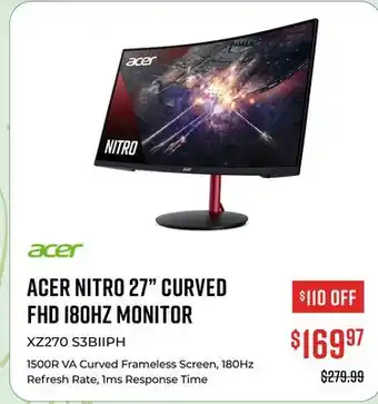 Canex ACER NITRO 27 CURVED FHD 180HZ MONITOR offer