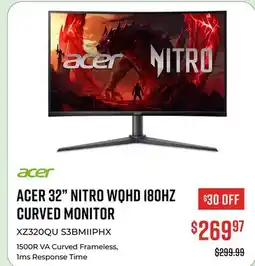 Canex ACER 32 NITRO WQHD 180HZ CURVED MONITOR offer