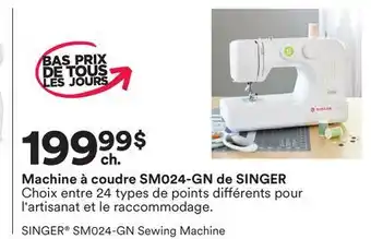 Michaels Machine à coudre SM024-GN de SINGEr offer