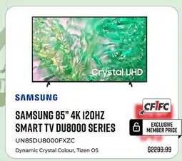 Canex SAMSUNG 85 4K 120HZ SMART TV DU8000 SERIES offer