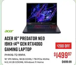 Canex ACER 16 PREDATOR NEO I9HX-14TH GEN RTX4060 GAMING LAPTOP offer