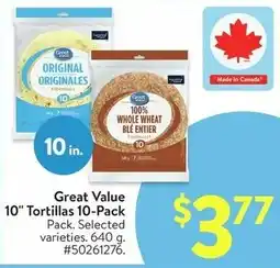 Walmart Great Value 10" Tortillas offer