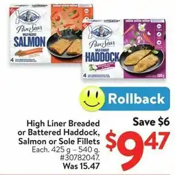 Walmart High Liner Breaded or Battered Haddock, Salmon or Sole Fillets offer