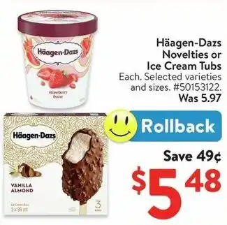 Walmart Häagen-Dazs Novelties or Ice Cream Tubs offer