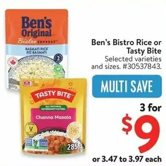 Walmart Ben's Bistro Rice or Tasty Bite offer