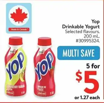 Walmart Yop Drinkable Yogurt offer