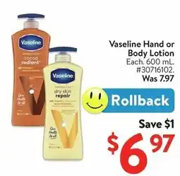 Walmart Vaseline Hand or Body Lotion Each offer